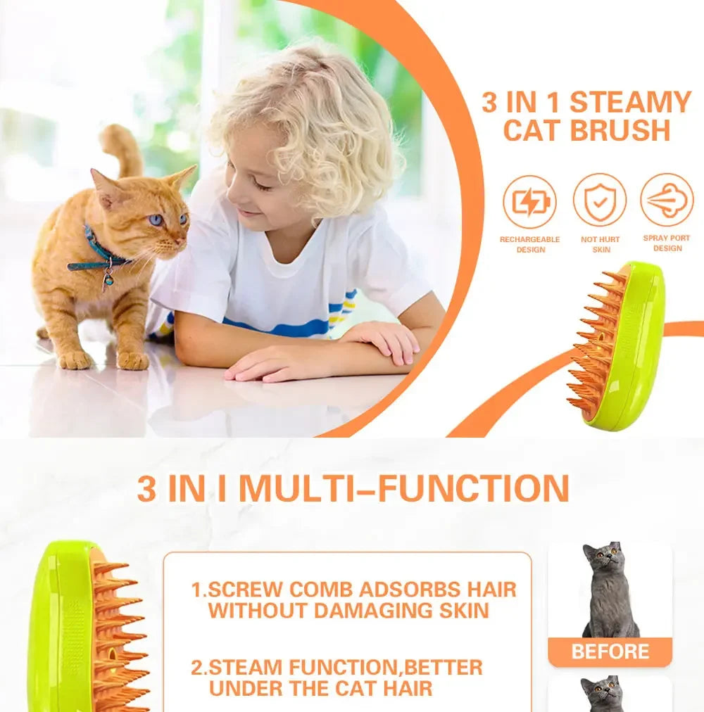Steam Brush Electric Sprayer for Pet Grooming